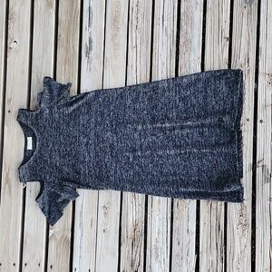 NWT Heather Grey & Black Cold Shoulder T-Shirt Swing Dress Winter Knit